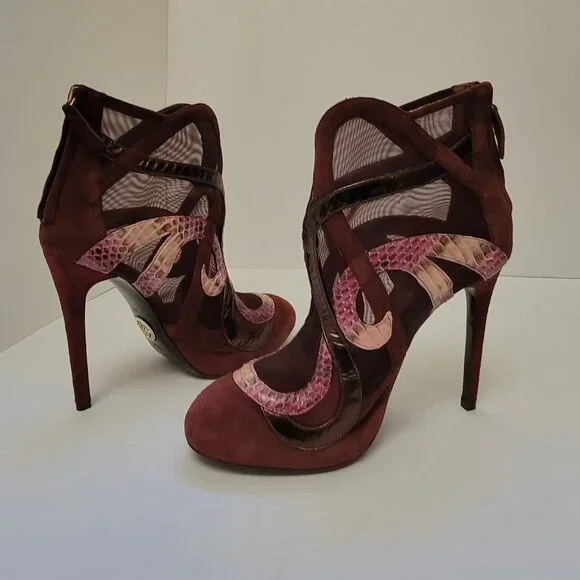 ROBERTO CAVALLI Python, Suede and Mesh Ankle Boots - Picture 3 of 14